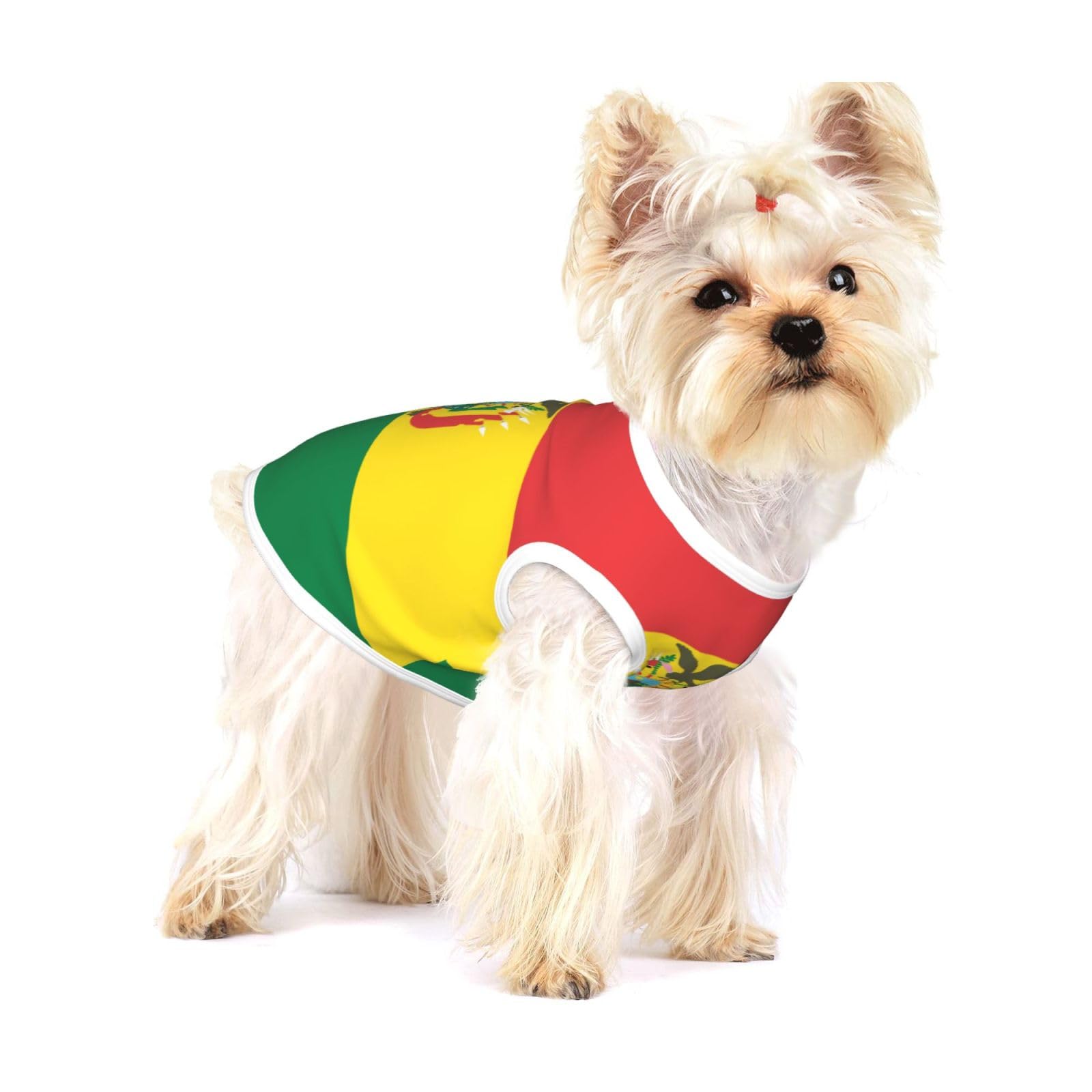 Flag of Bolivia Small Cotton Dog Vest Breathable Adjustable Pet T Shirt for Small Dogs Cats - Full Print Summer Puppy Clothes