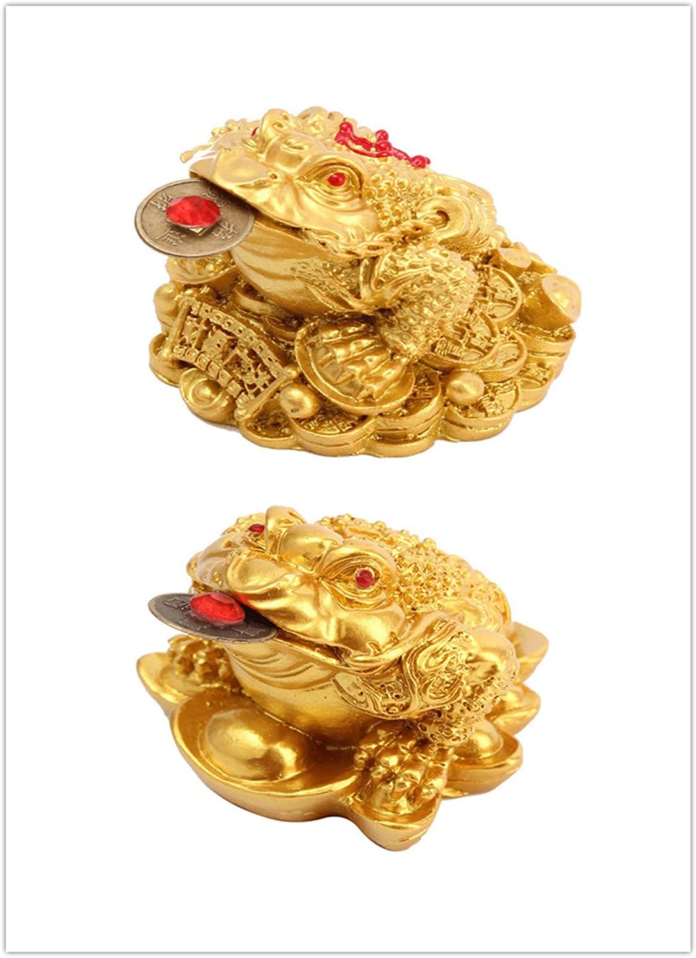 DAWEIF Chinese Gold Frog Toad Feng Shui Gift Lucky Wealth for Home Office Decoration Tabletop Ornaments (2pcs, Gold 1&Gold 2)
