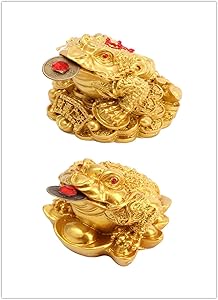DAWEIF Chinese Gold Frog Toad Feng Shui Gift Lucky Wealth for Home Office Decoration Tabletop Ornaments (2pcs, Gold 1&Gold 2)