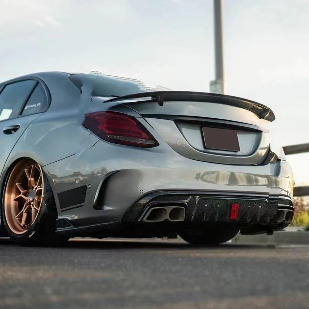 Kofferraum Spoiler Für Benz Für C Klasse Limousine W205 Boot Hinten Stamm Spoiler Deflektor C63s Für AMG PSM Stil Carbon Faser 2015 2016-2021 Heckspoilerlippe (Farbe : AMG Black