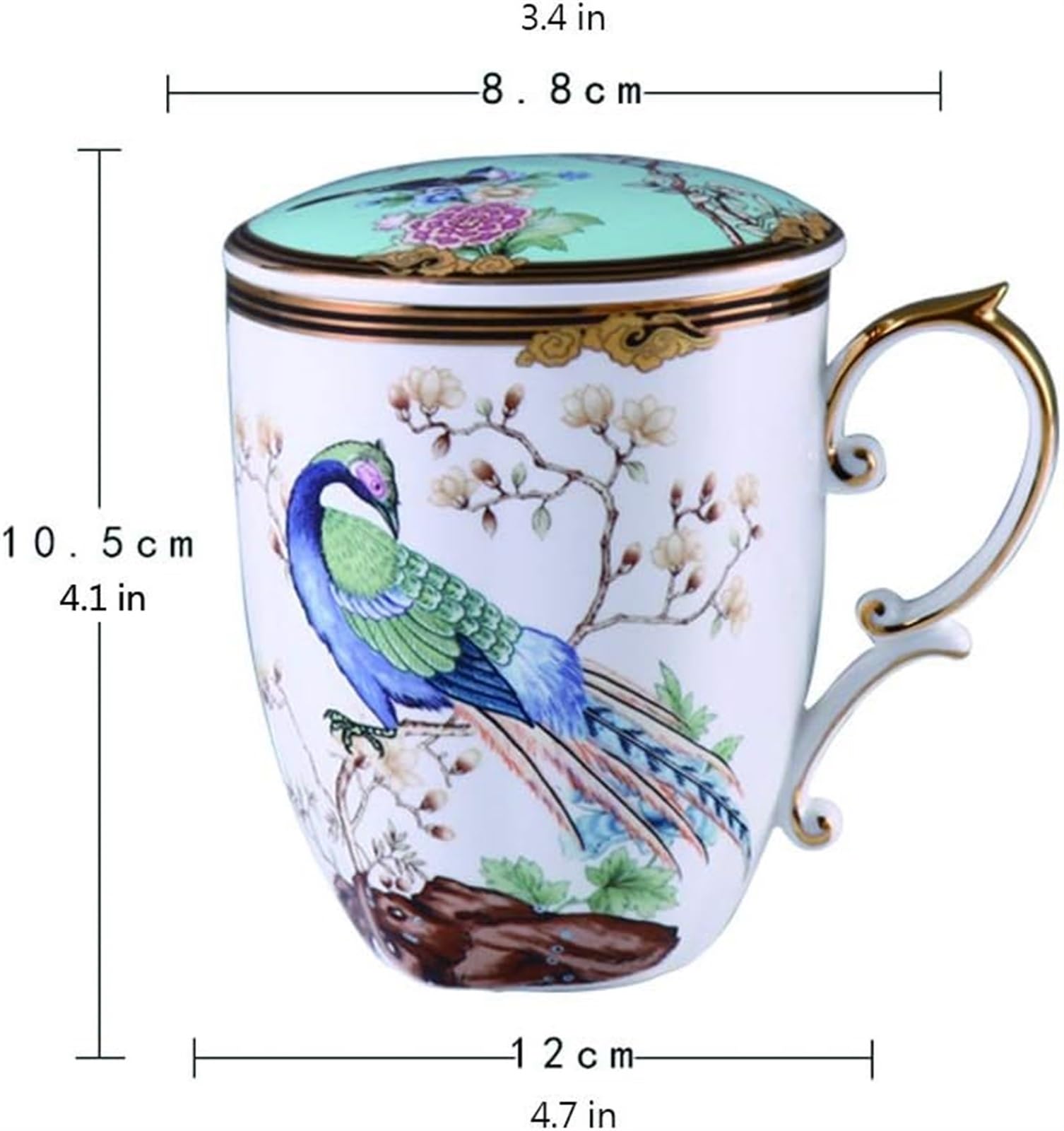 Kreatywny kubek do kawy, porcelanowy kubek, ceramiczny, duża pojemność, pokrywa, narodowy, lekki, luksusowy, rodzinny kubek do kawy, kubek do herbaty