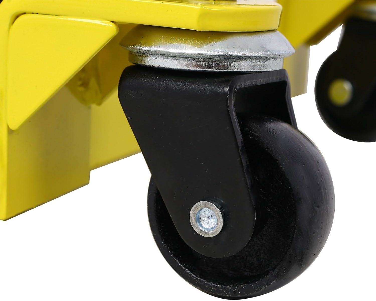 Hydraulic Motorcycle Lift Jack - 1500 Lbs Capacity, Portable ATV Scissor Lift Table with 4 Wheels, Foot-Operated Hoist Stand with Tie-Down, Yellow