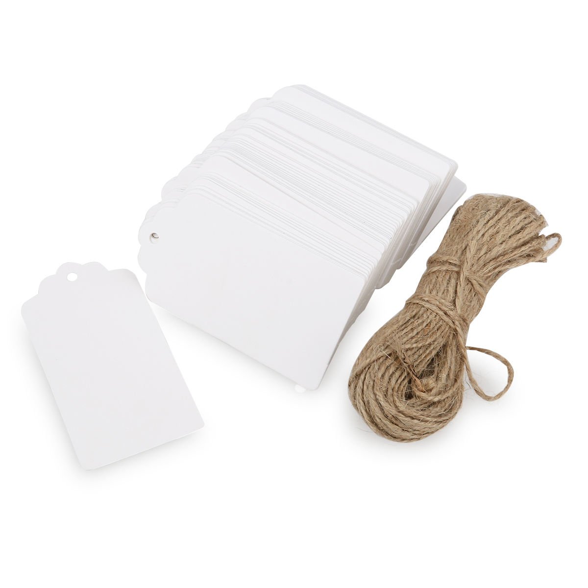 Aka White Aka® 100Pcs Christmas Kraft Paper Gift Tags Price Wedding Scallop Label Blank Luggage (White)