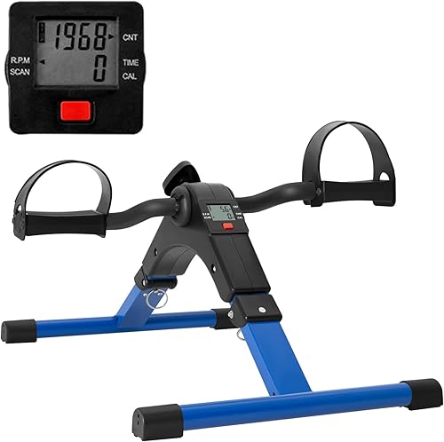 Miniatura 8 de Uten Ejercitador de pedal plegable, mini bicicleta de ejercicio, portátil para ejercitadores de piernas y brazos, entrenamiento ajustable sentado