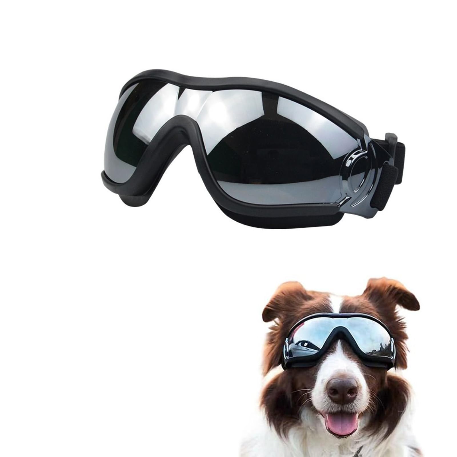 Dog Sunglasses, Dog Goggles with Adjustable Strap UV Protection Wind Protection Dust Protection Fog Protection Pet Glasses for Medium or Large Dog