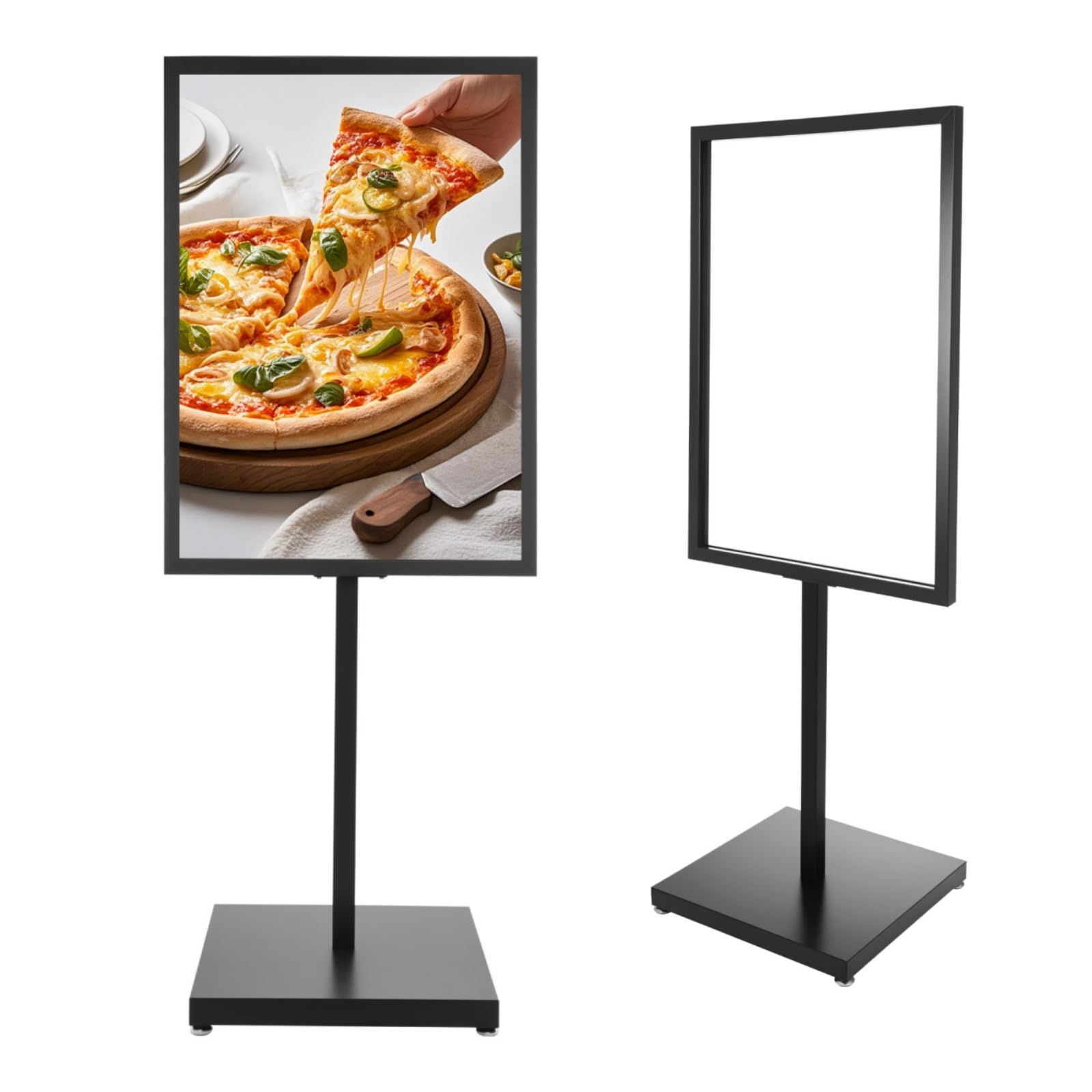 Kundenstopper A1 - Soporte para carteles, soporte de suelo, soporte de información, altura regulable 160 cm, hierro negro, para publicidad, tiendas, restaurantes