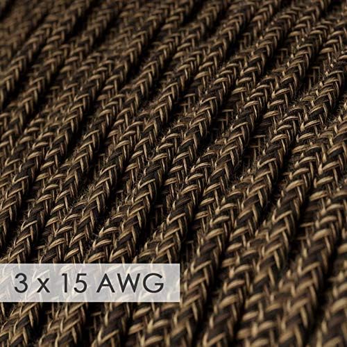 Extension Cord - Twisted Brown Linen TN04-15/3 AWG - 50ft