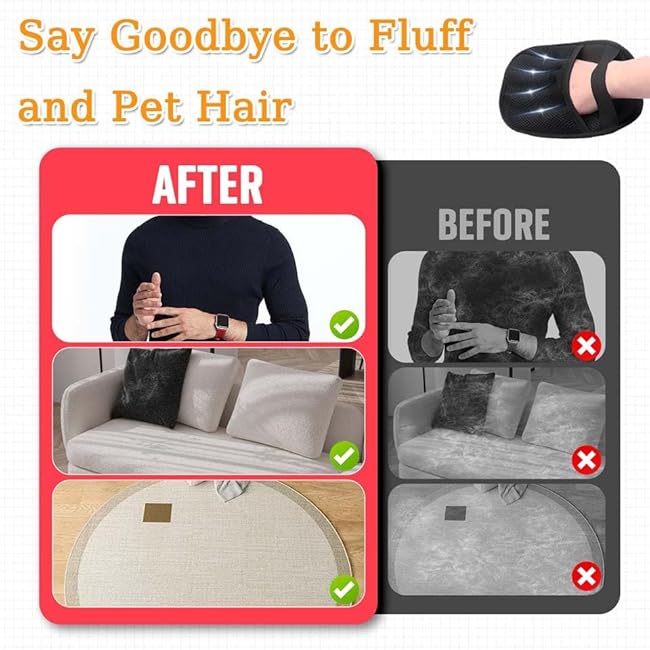 Pet Hair Removal Glove for Cats & Dogs,Electrostatic Gloves Pet Hair,Cat Grooming Gloves for Hair Removal,Reusable Pet Hair Remover Glove for Couch,Furniture,Carpet,Curtain,Clothe (3PCS)-UCRKYD0c