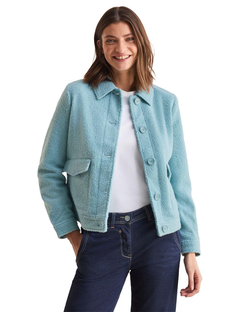 Cecil Women's B202028 Jacket in Wool Look, Strong Mint, XXL