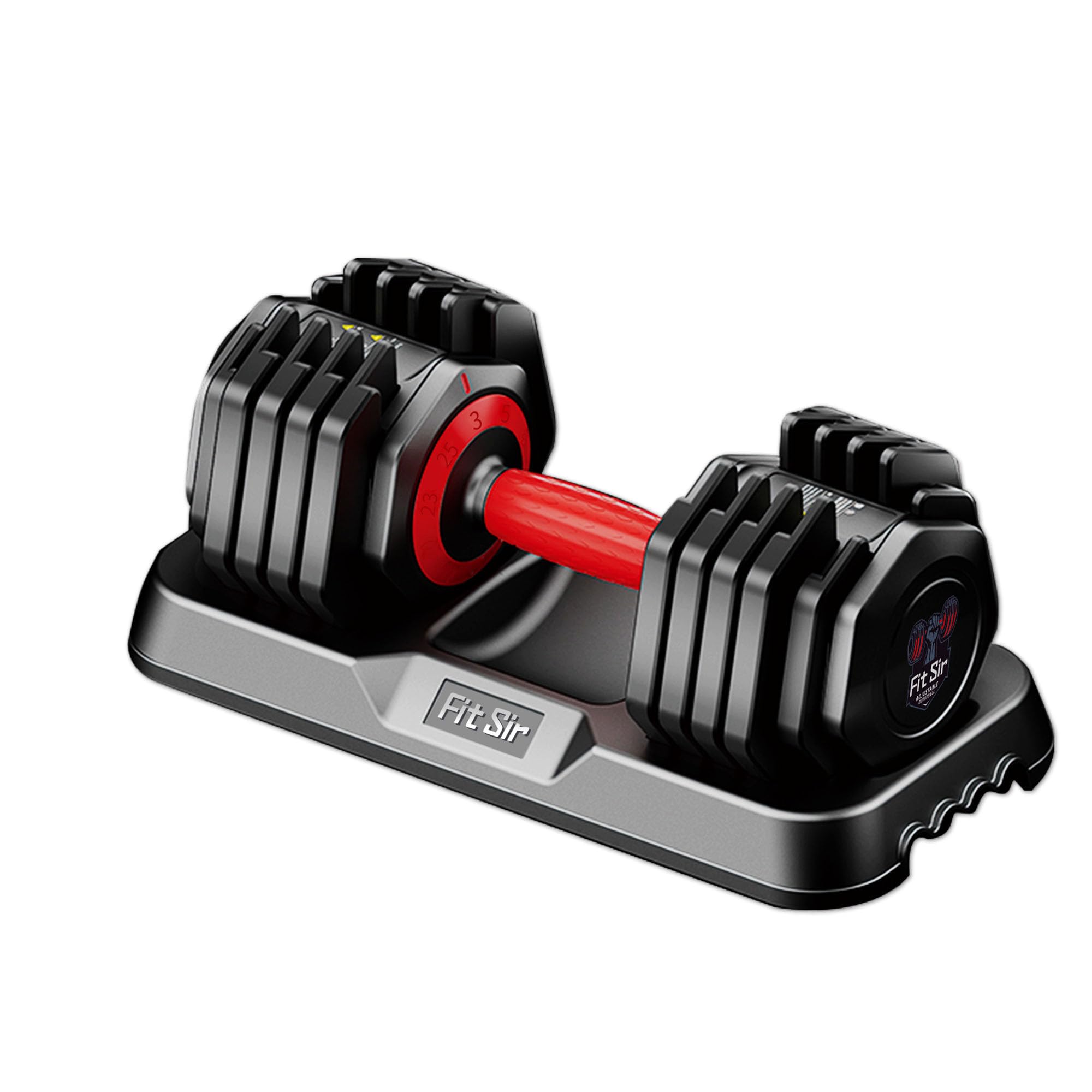 Juego de mancuernas ajustables de 25 libras, mancuernas 10 en 1 con mango de textura antideslizante, ajuste de velocidad de 1 segu