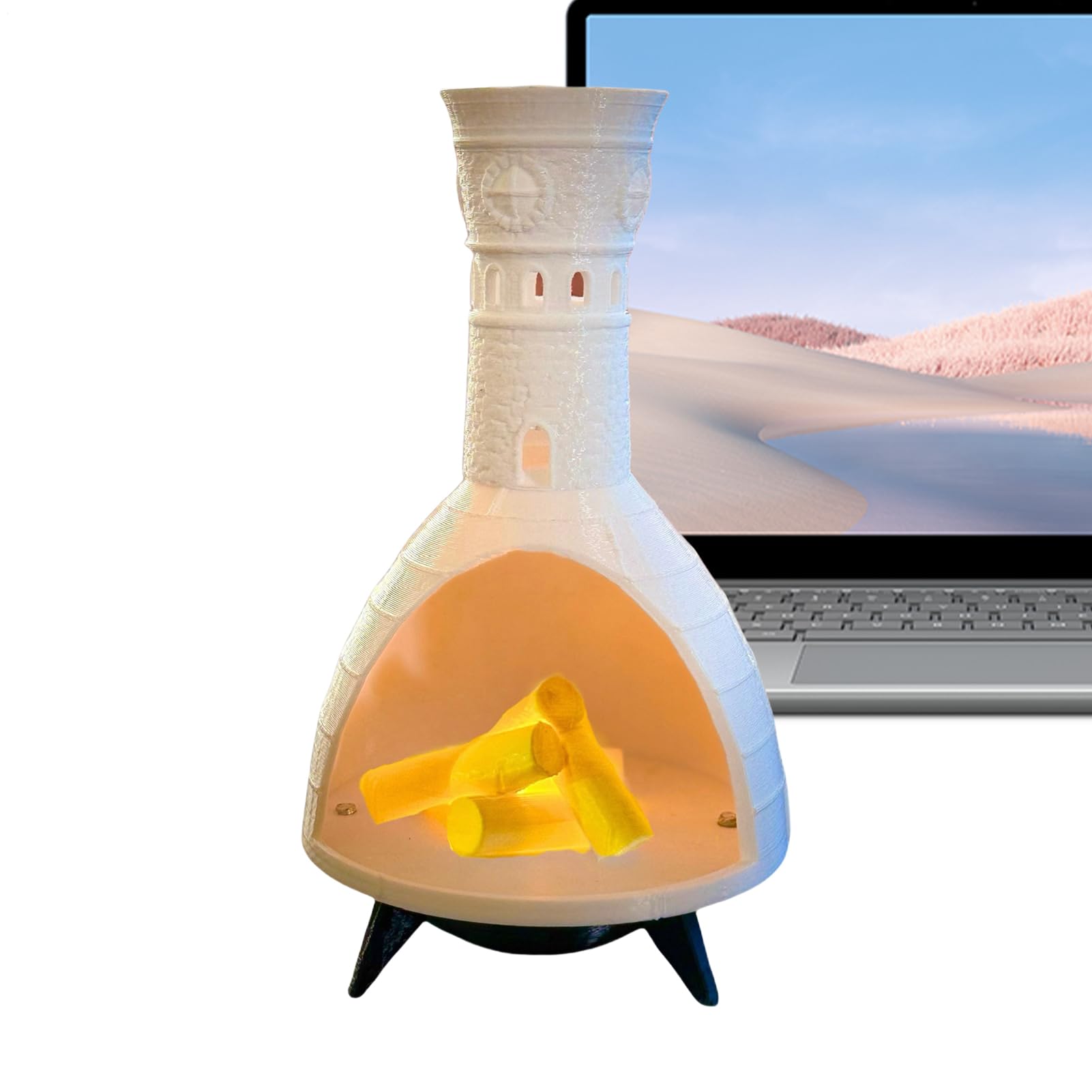 Support pour brûleur d'encens LED en céramique avec effet cheminée