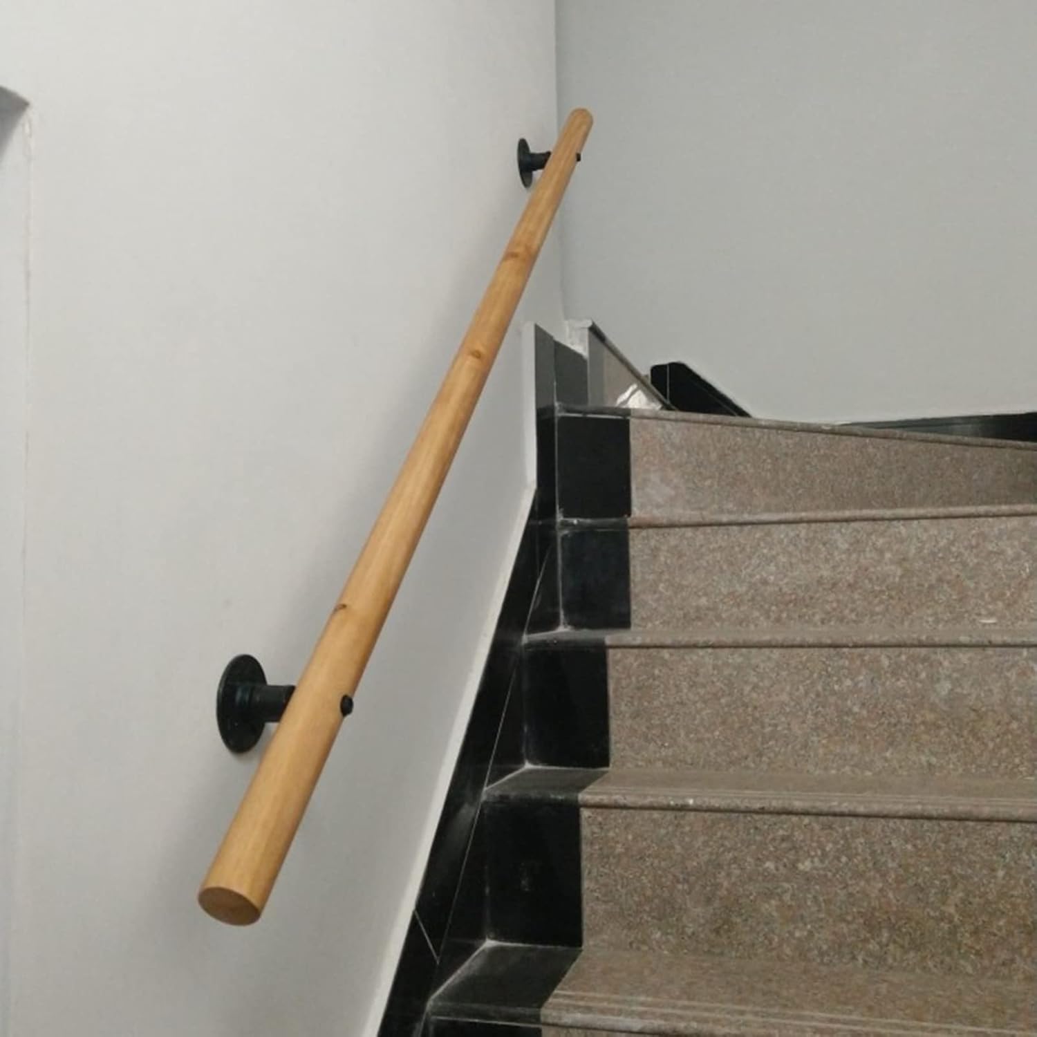Round Wood Railings 1ft-20ft Complete Kit, Home Indoor Loft Corridor Support Rod Wall Mounted Non-Slip Solid Wood Staircase Handrails for Elderly and Children (Size : 20ft/600cm)