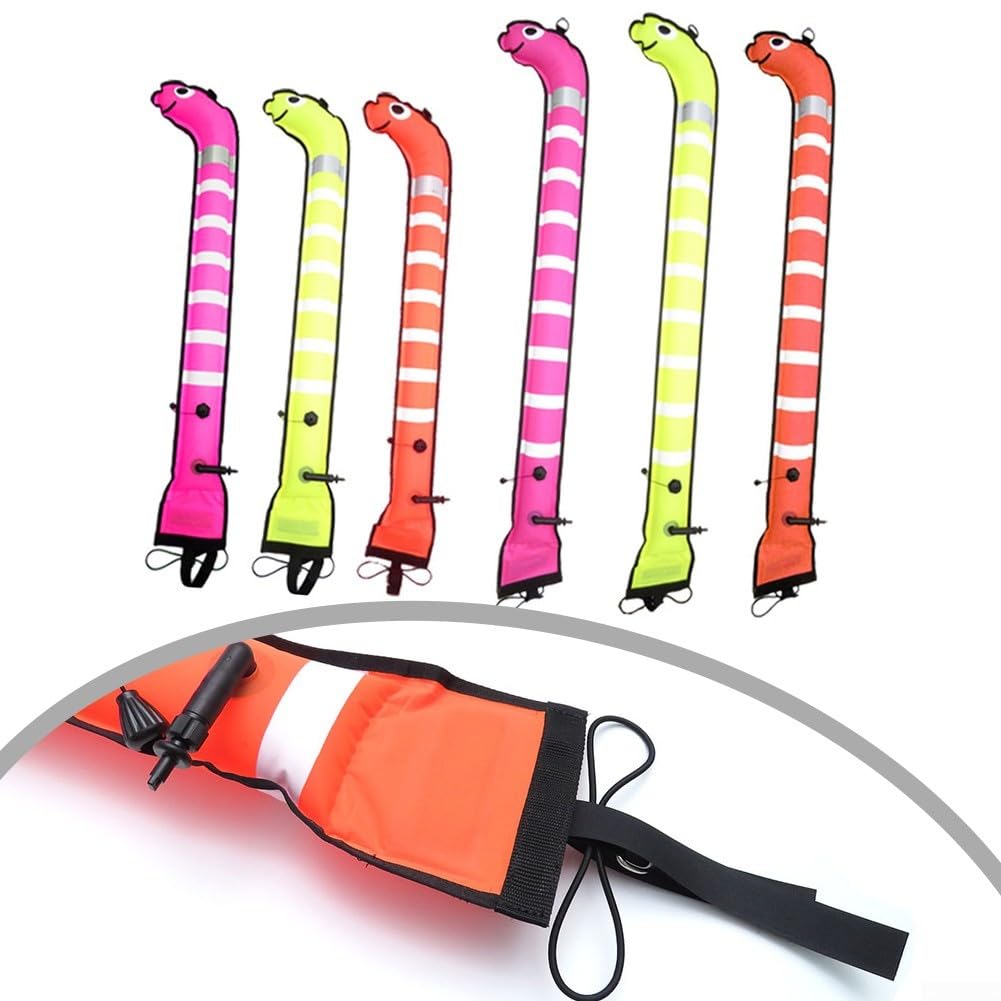 Scuba Diving SMB Marker Boa – 1,5 m × 15 cm / 1,2 m × 15 cm Nylon & Gomma a forma di anguilla di mare con strisce riflettenti per subacquei sotto il segnale (1,5 m x 15 cm rosa)