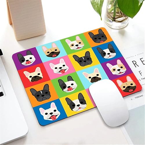 Miniatura 5 de Alfombrilla de mouse, con patrón de bulldog francés, alfombrilla de mouse rectangular personalizada con diseños de goma antideslizante suave para