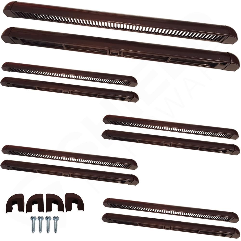 5 x Window Trickle Vents - Reduces Condensation, Damp & Steam - Complete Replacement Kit for uPVC, Wood & Aluminium Brown 300mm Pack of 5