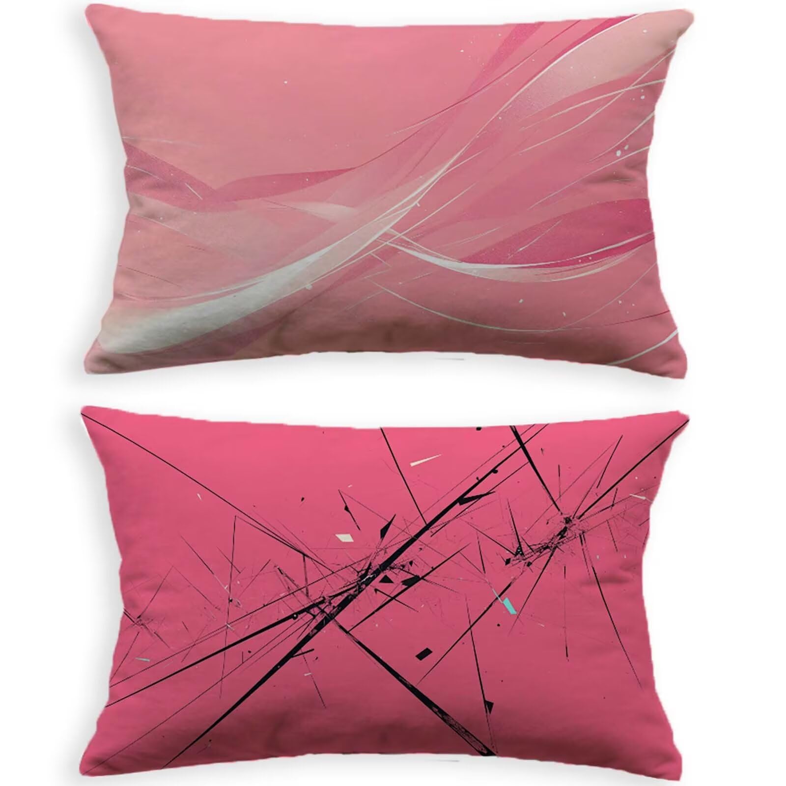 Taie oreiller 70x90cm rectangulaire et housse de coussin rose en velours O-465B