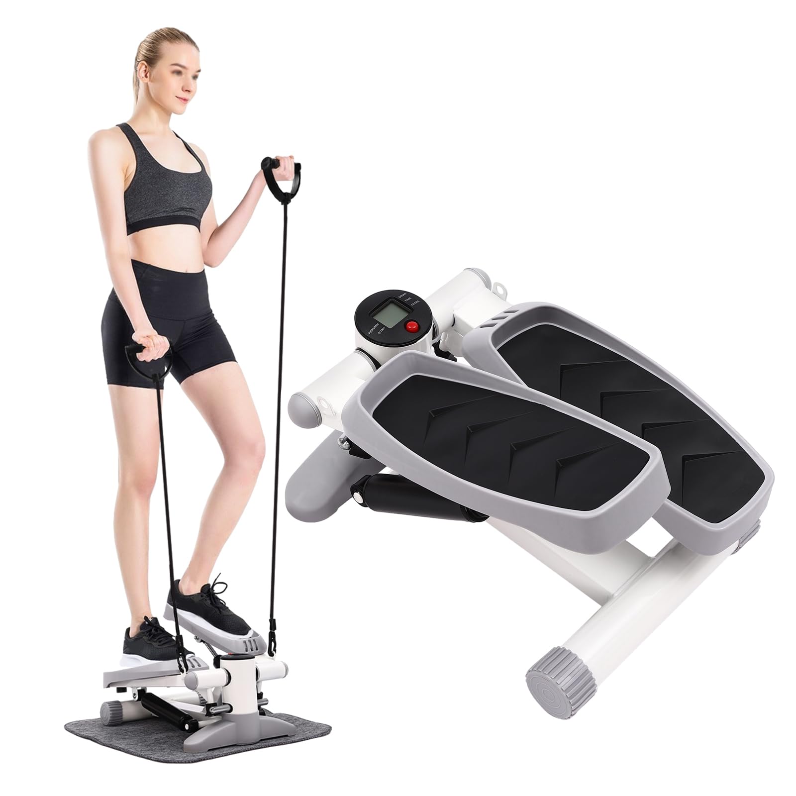 Stepper fitness do domu, 150 kg, mini steppers, stepper z wielofunkcyjnym wyświetlaczem LED, do treningu domowego, taśmy oporowe, do aerobiku, sprzętu treningowego