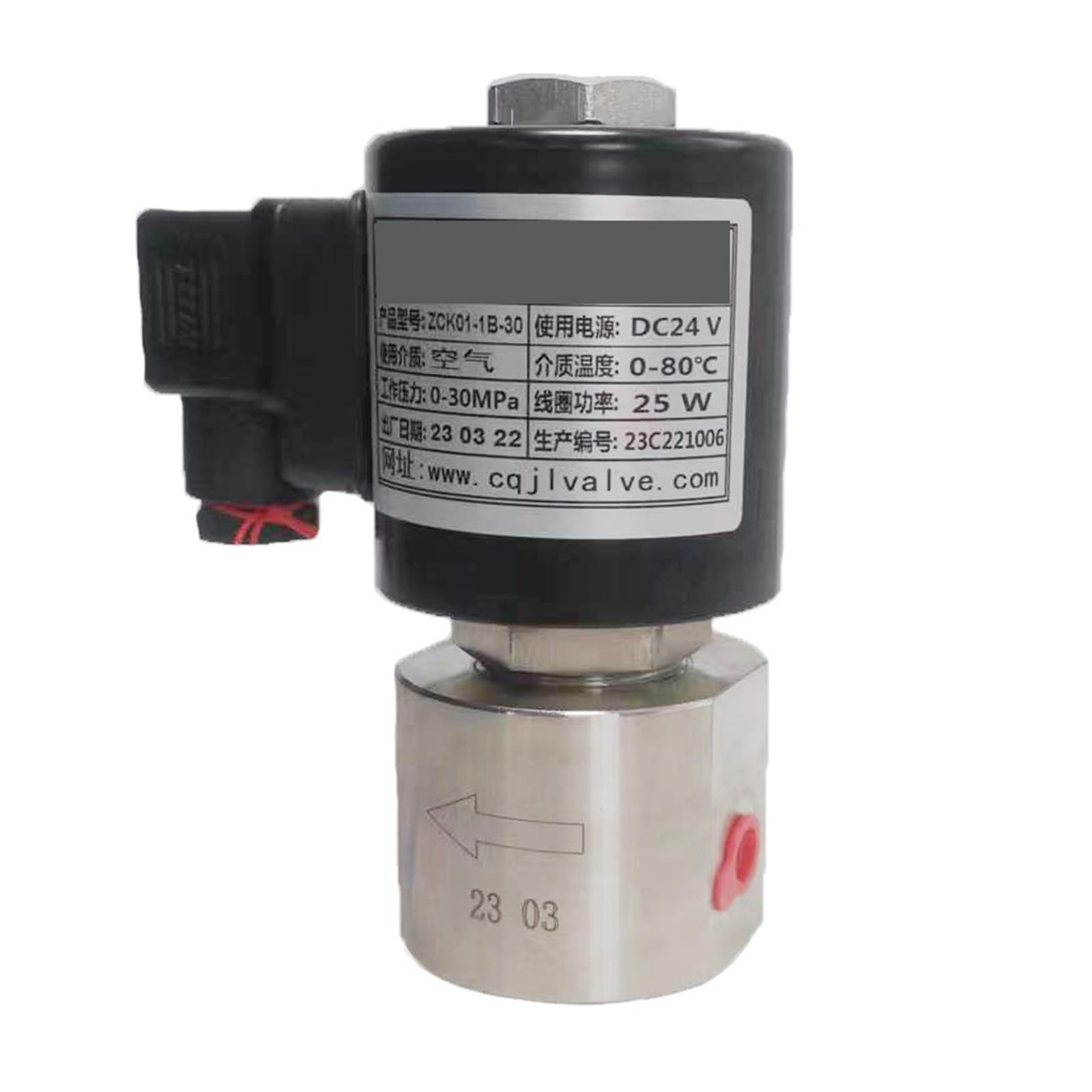 Magnetventil, 300 bar 30 MPa 2-We-Stickstoff-Hochdruck-Magnetventil 1/4 24 V Öffnung 1 mm SS304 DN1 normalerweise schlossen(1/4",NPT_AC)