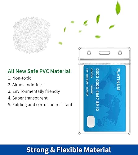 Miniatura 6 de Paquete de 50 soportes verticales para tarjetas de identificación, funda de plástico transparente para tarjetas de trabajo, protector de cubierta