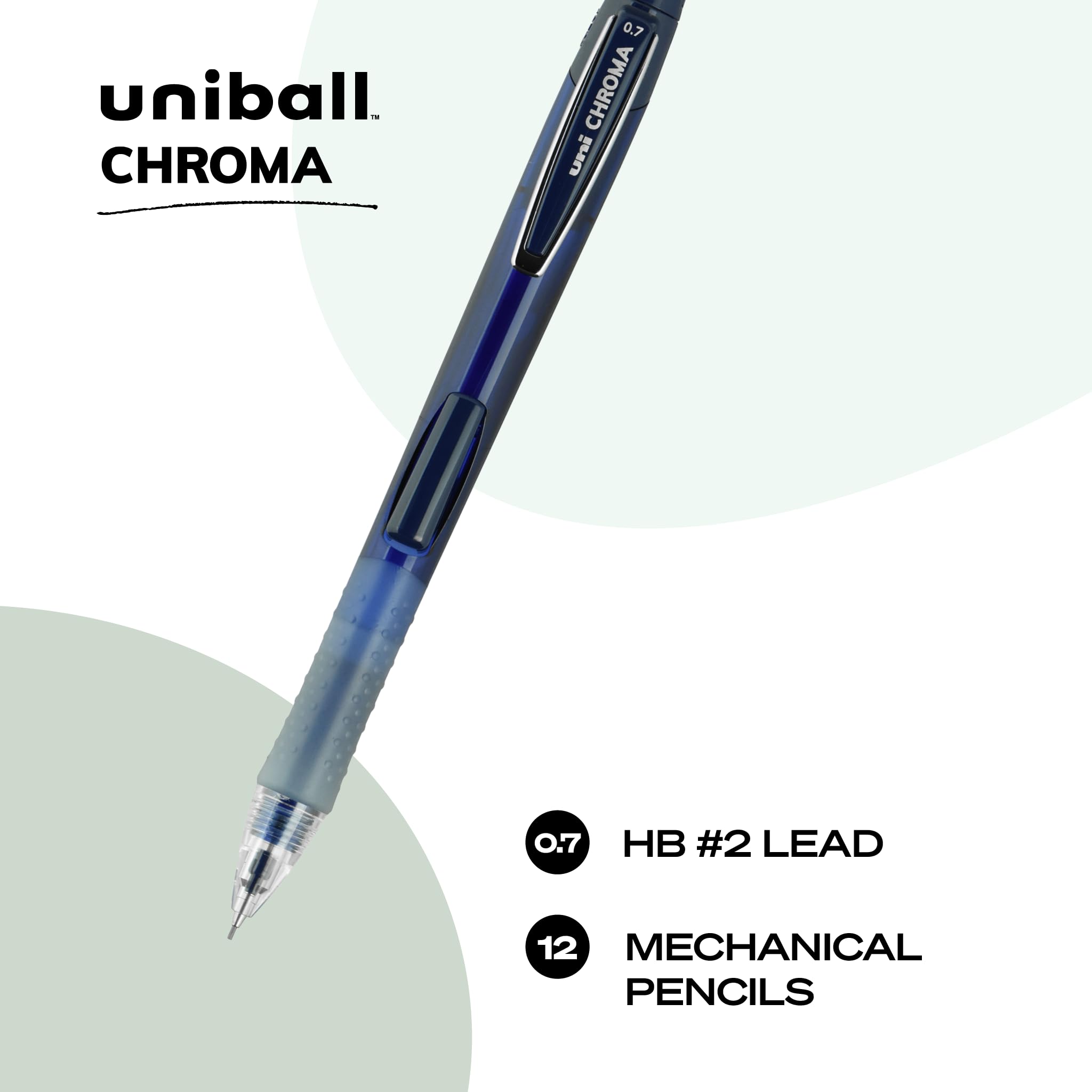Uniball Chroma Druckbleistifte, 0,5 mm, verschiedene farbige Barrels, verschiedene Farben, Uniball-Druckbleistifte, 12 Stück