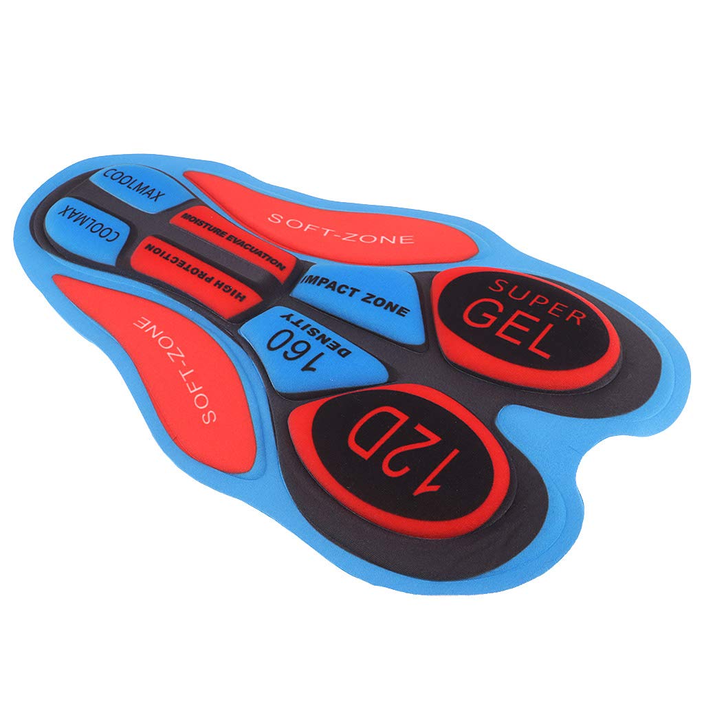 B Baosity Atmungsaktiv Gel-Polster 3D Pad Gel-Polsterung für Radhose Radlerhose Fahrradhose Fahrradbekleidung Kissen - 12D Rot