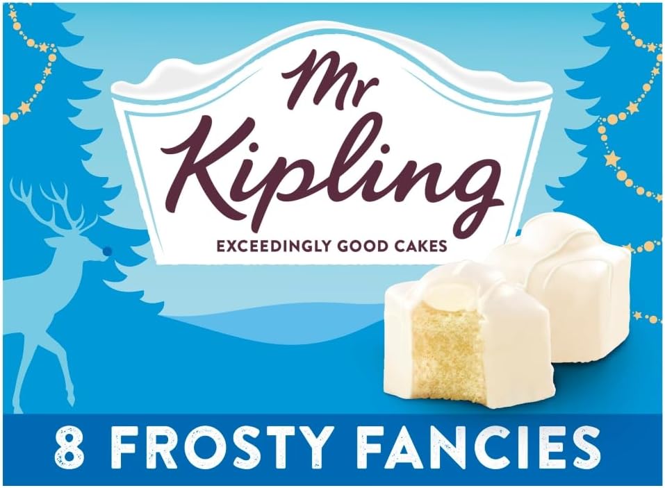 Mr Kipling Frosty Fancies Christmas Cakes, Ideal for Celebrating the Festive Season, 8 Treats (Pack of 1)