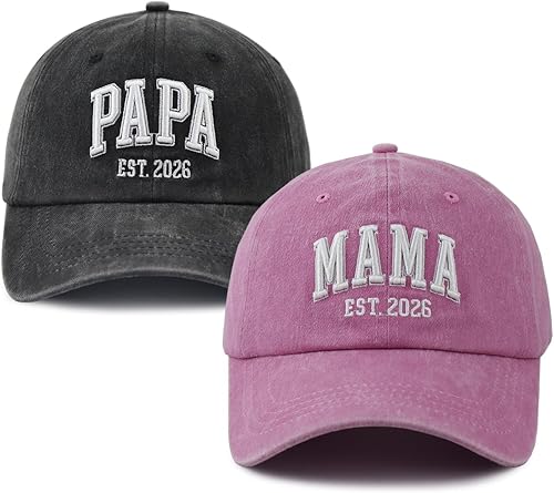 2 gorras para mamá y papá 2026 para mujeres y hombres, bordados en 3D, ajustable, de algodón, para mamá y papá, gorra de béisbol