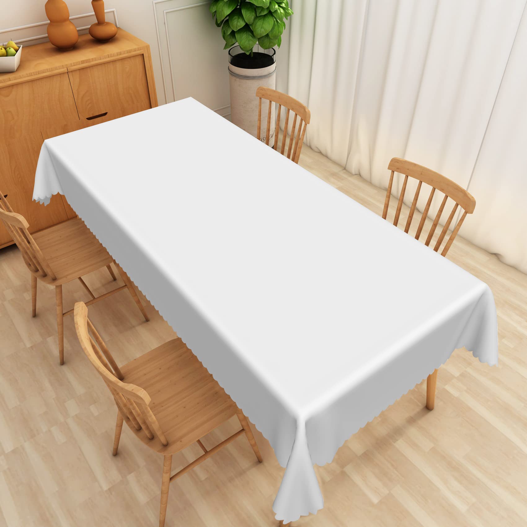 Aoihrraan Weiß Rechteckige Tischdecken aus Polyestergewebe Waschbar Längliche Tischdecke für Zuhause Party Essen 12 bis 14 Sitzer für Küche Hochzeit Geburtstag Jubiläum Dekoration 178 x 305 cm
