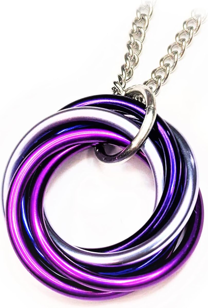 Mobii Necklaces (Multicolor) Pendant Combos, Fidget Infinity Loop Forever Spiral Jewelry (Stainless Steel 14in, Purples, Medium)