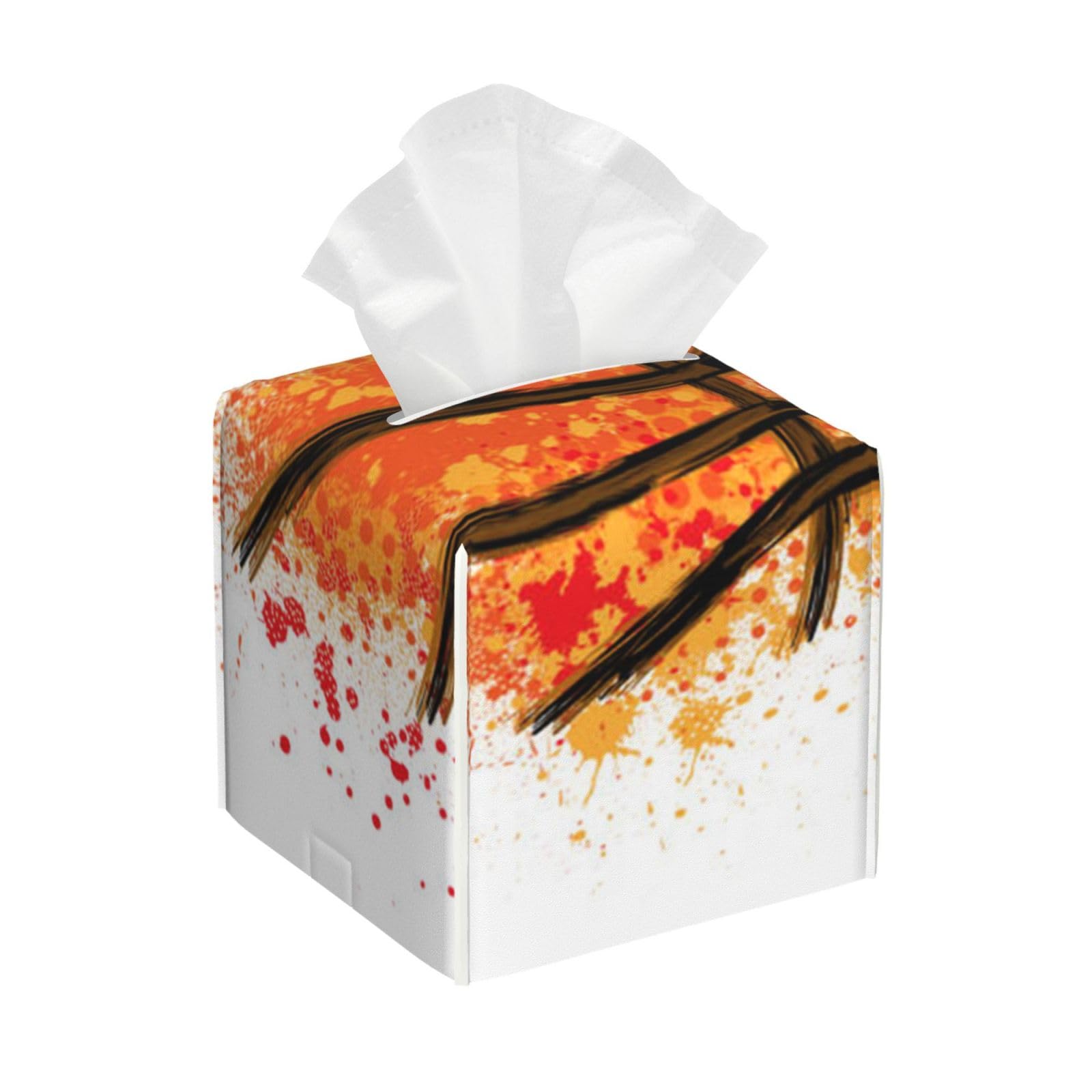 Basketball Pattern Square Tissue Box Cover with Modern and Stylish Bottom Tissue Box Storage Space