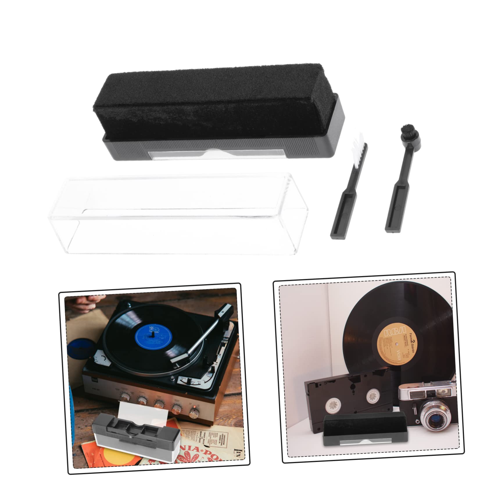 PartyKindom 4sets Spazzola Professionale Per Pulizia Dischi in Vinile Antistatico Con Setole Flessibili Per Rimuovere Polvere e Sporco Tuoi Vinili Adatta Per Giradischi e Di Dischi