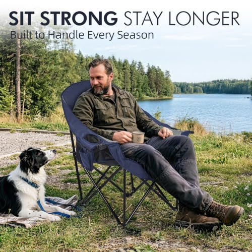Image of Oversized Camping Chair for Adults 2 Pack - Heavy Duty Outdoor Padded Chair