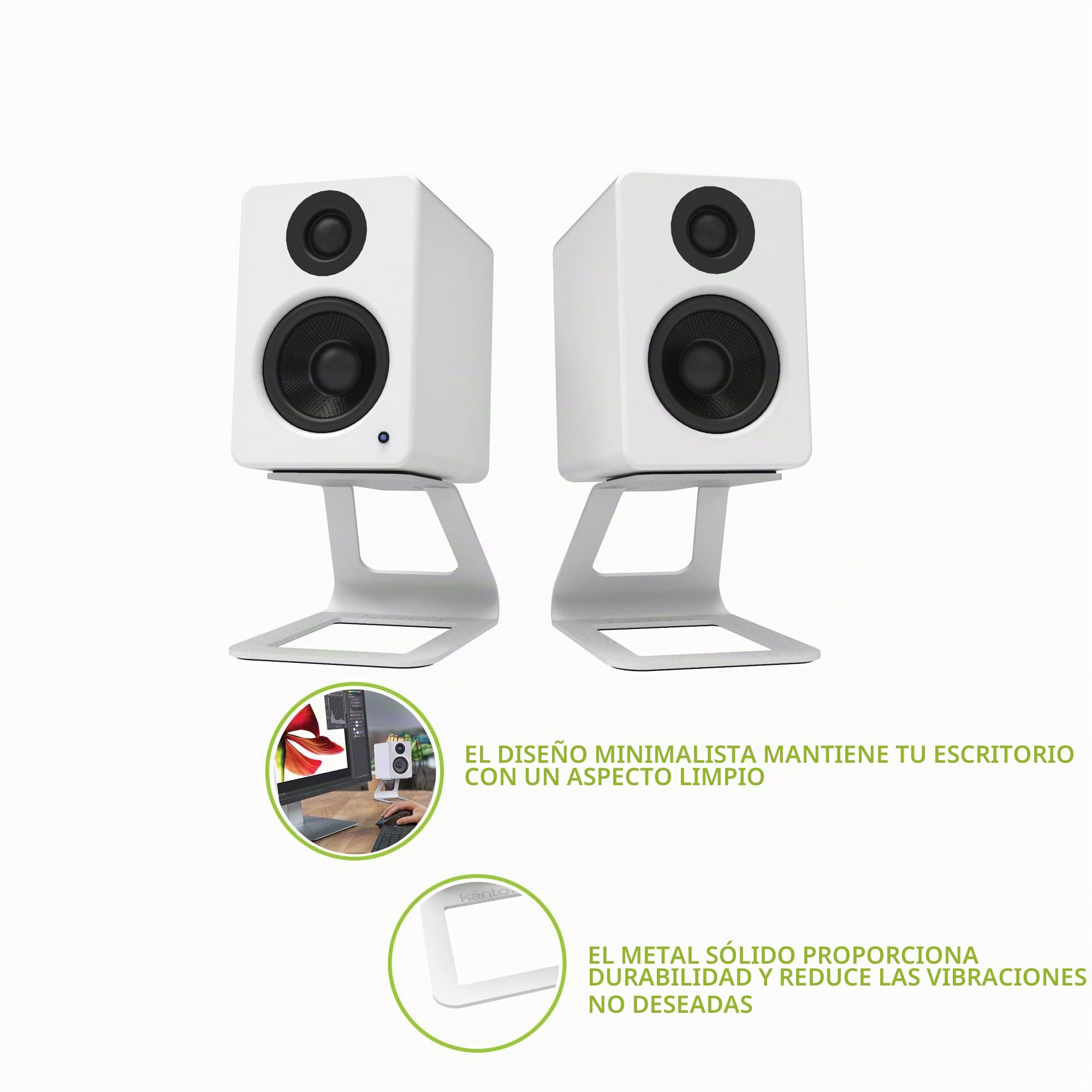 Kanto SE2 - Soportes elevados de altavoces de escritorio para altavoces pequeños y monitores de estudio compactos de 2 a 3 pulgadas | 3.8 pulgadas de alto | Soporta 7 libras | Acolchado de silicona de