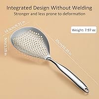 Vista 6 de GREATLINK Colador grande de acero inoxidable con mango cómodo y agujeros para colgar, cuchara de filtro de grado alimenticio, colador de acero