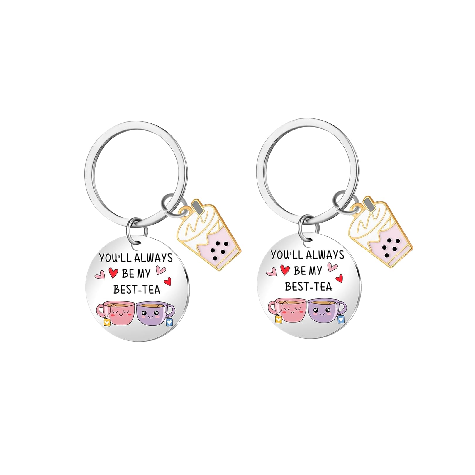 2 Pcs Bestie Gifts,Thank You Friend Tea Keyring Friendship Gifts for Women