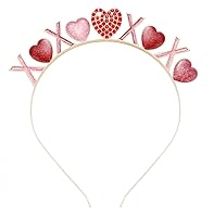 Vista 77 de HEIDKRUEGER Diademas para el día de San Valentín con diamantes de imitación con purpurina y corazón para el cabello, accesorios para el día de San