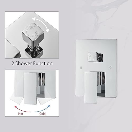 Miniatura 3 de MOSSON Sistema de ducha de lluvia cromado con cabezal de ducha de lluvia de 10 pulgadas y rociador de mano, juego de grifo de ducha montado en el