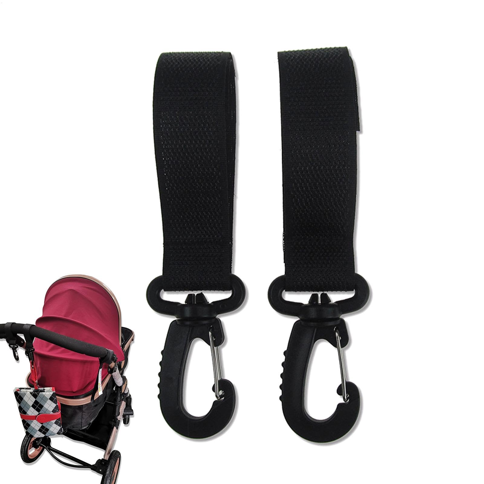 Gancio per passeggino – Moschettone per passeggino, ganci rotanti per borsa del passeggino | Moschettoni a clip girevoli a 360 gradi, 2 moschettoni per le mani, grande gancio per borsa della spesa