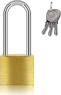 Long Shackle Keyed Padlock(Keyed Alike,Waterproof,Solid Brass Lock) for Sheds,Storage Unit,School,Gym Locker,Fence,Toolbox,Hasp,Storage