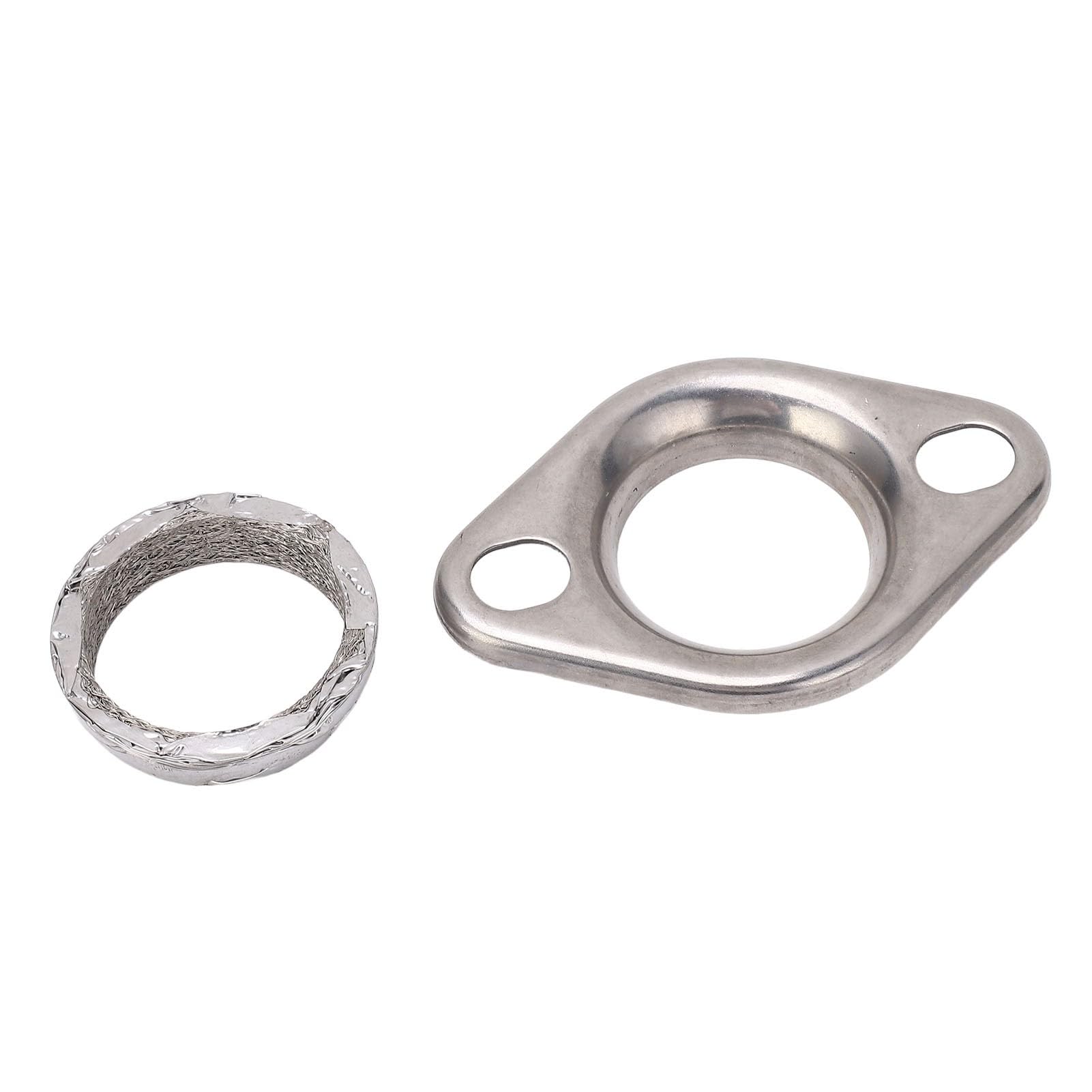 Tbest Brida del Colector del Cabezal de Escape de 2 Pulgadas con Junta Accesorio de Tubería Ovalada de Acero Inoxidable para Sistemas de Rendimiento Automotriz