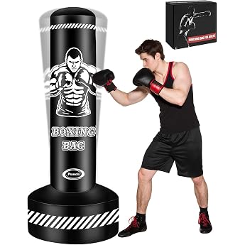 Boxsack Stehend Erwachsene 180cm Freistehend Boxing Bag Aufblasbare Stehender Boxsack Kickboxing Taschen f r MMA Muay Thai Fitness Taekwondo Frauen M nner Box trainingsger te
