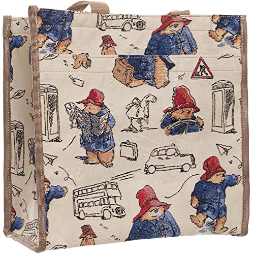 Signare Paddington Bear Tapestry Schultertasche Einkaufstasche für Damen, beige, Medium