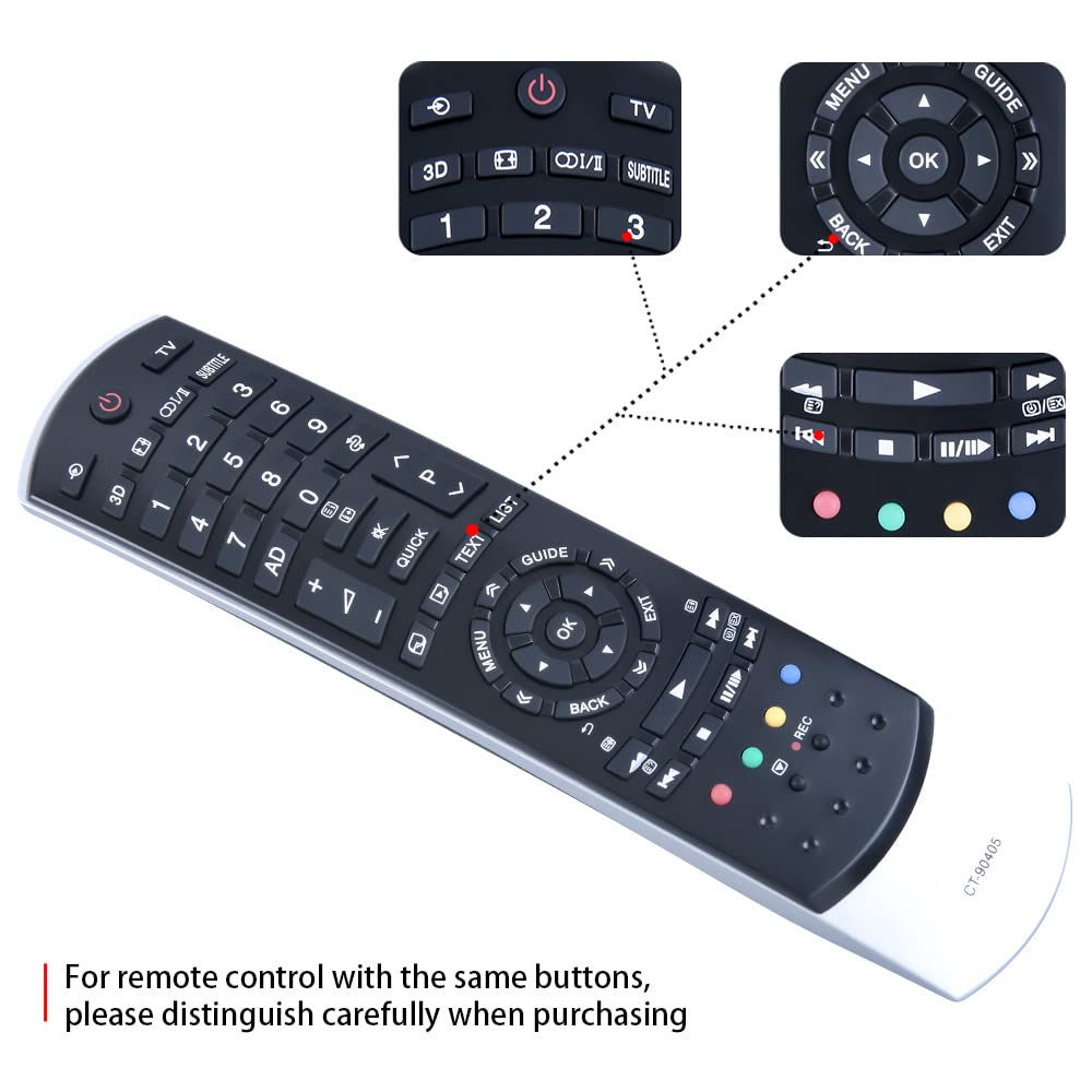 GOUYESHO CT-90405 Telecomando di ricambio adatto per Toshiba TV 32TL933 32TL963G 40TL933F 40TL933G 40TL938F 40TL938G 40TL933F 40TL963G 40TL966 42VL963G 42XL975 46TL933F 47WL968B 55XL975G 55VL963