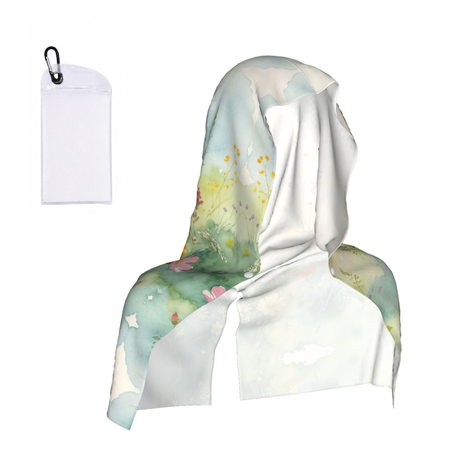 CNTDBU Watercolor Wild Art Cooling Towel Hooded-Instant Chill Neck Cover for Sports, UV Cooling Rag for Running Gym