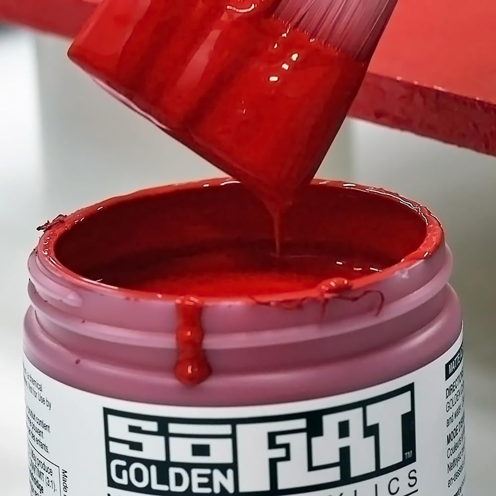 GOLDEN SoFlat Matte Acrylics, Cadmium Red Dark, 4 fl. oz. Jar, Professional Acrylic Paint, Opaque