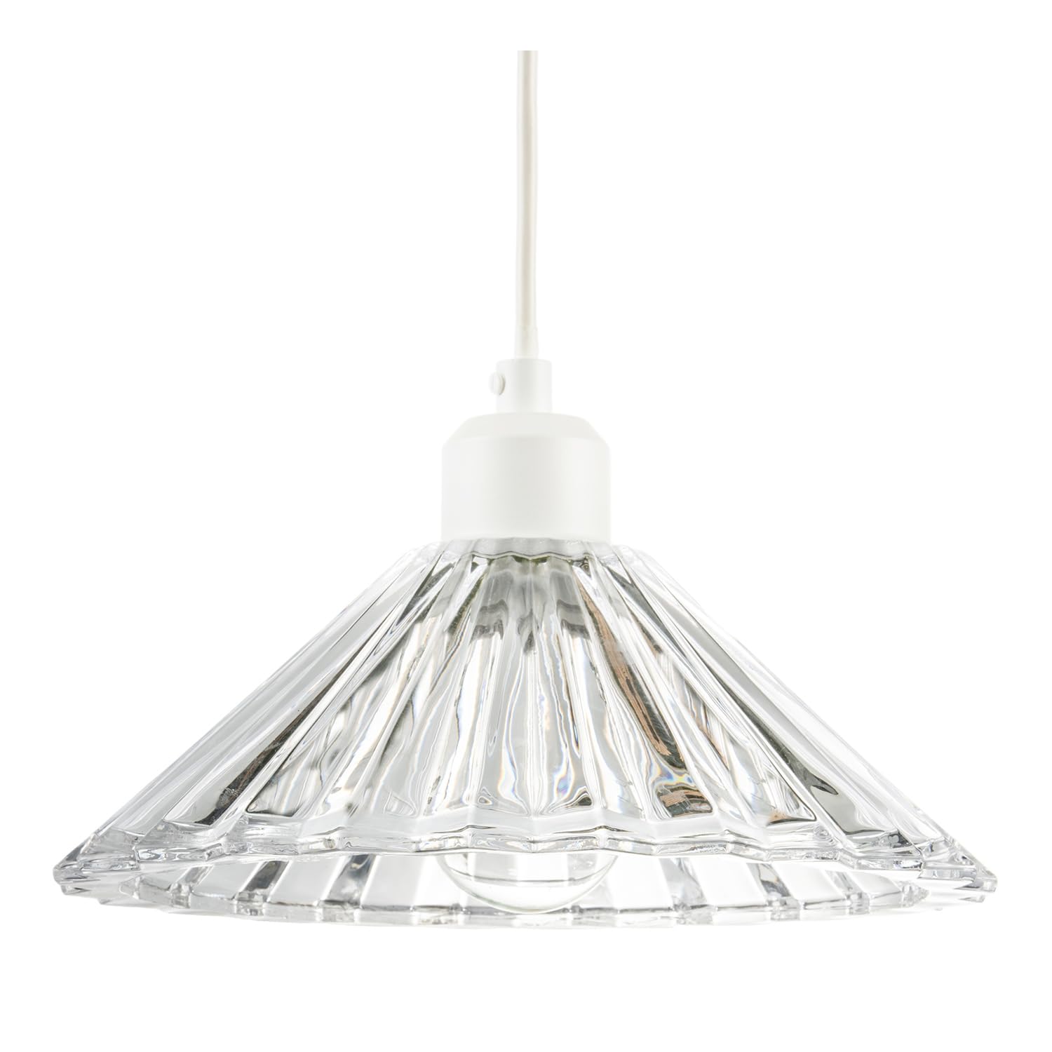 Happy Homewares Light Modern Vertical Fluted Thick Clear Glass Pendant Ceiling Shade