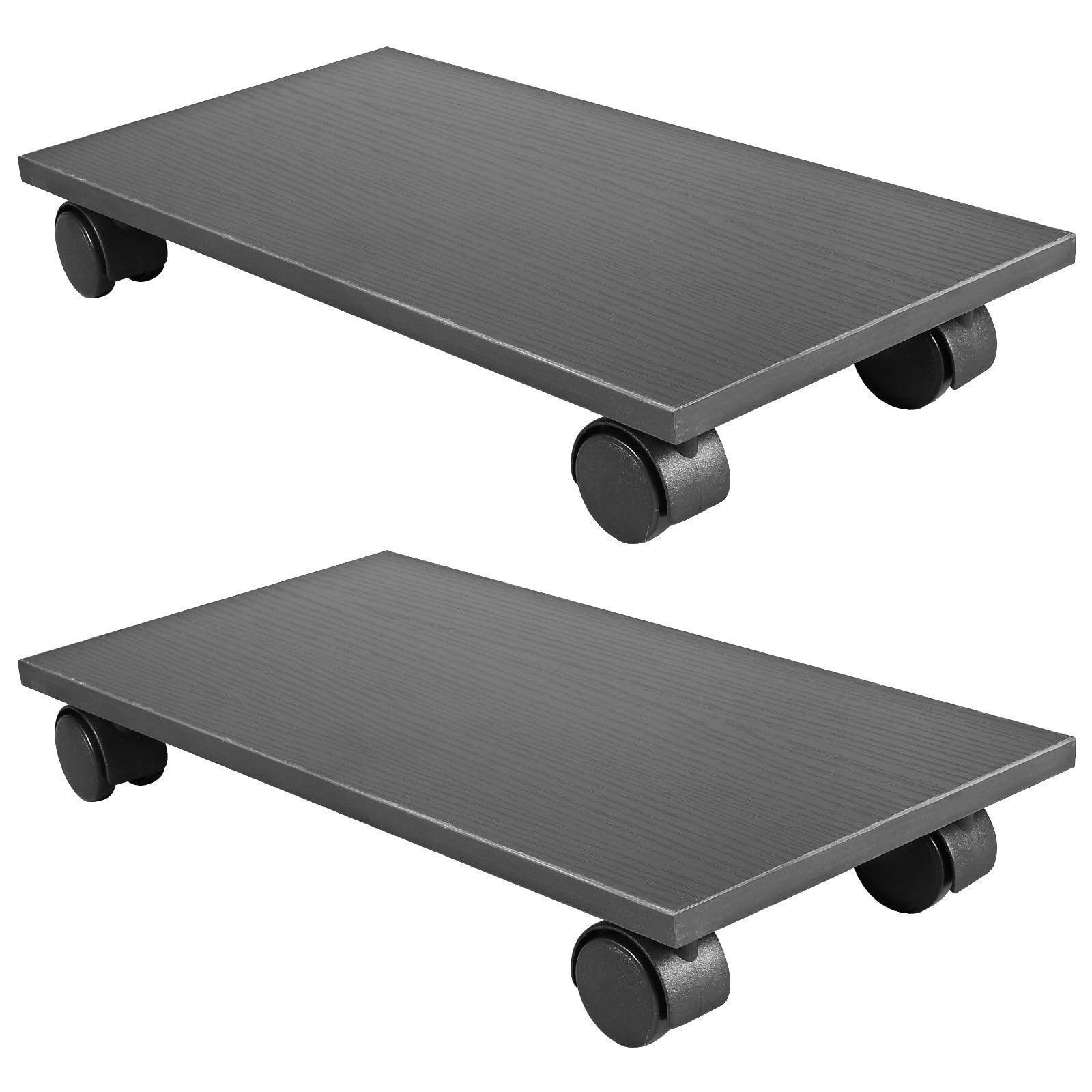 2 Pezzi Supporto Torre PC da Scrivania in Legno Nero con Ruote