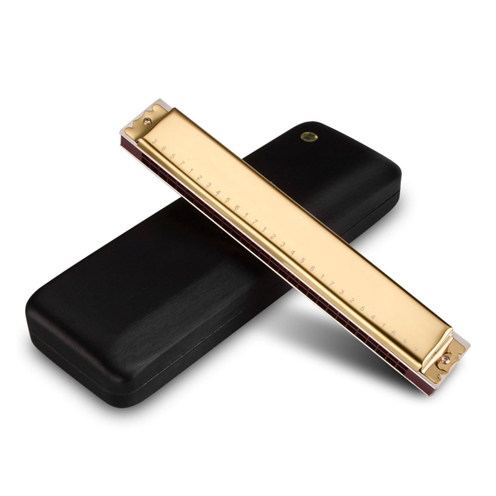 Mundharmonikas Polyphone 28-Loch-Mundharmonika Mit C-Melodie, Anfänger-Studenten-Mundharmonika-Musikinstrument (Color : Gold)