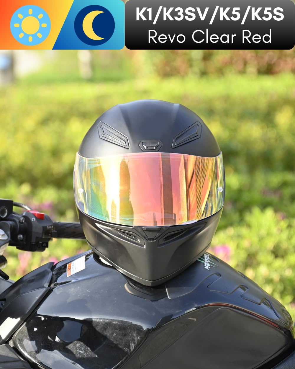 Logto Replacement Motorcycle Helmet Visor Compatible with K1 K3SV K5 K5-S Helmet Accessories (Revo Clear Red)