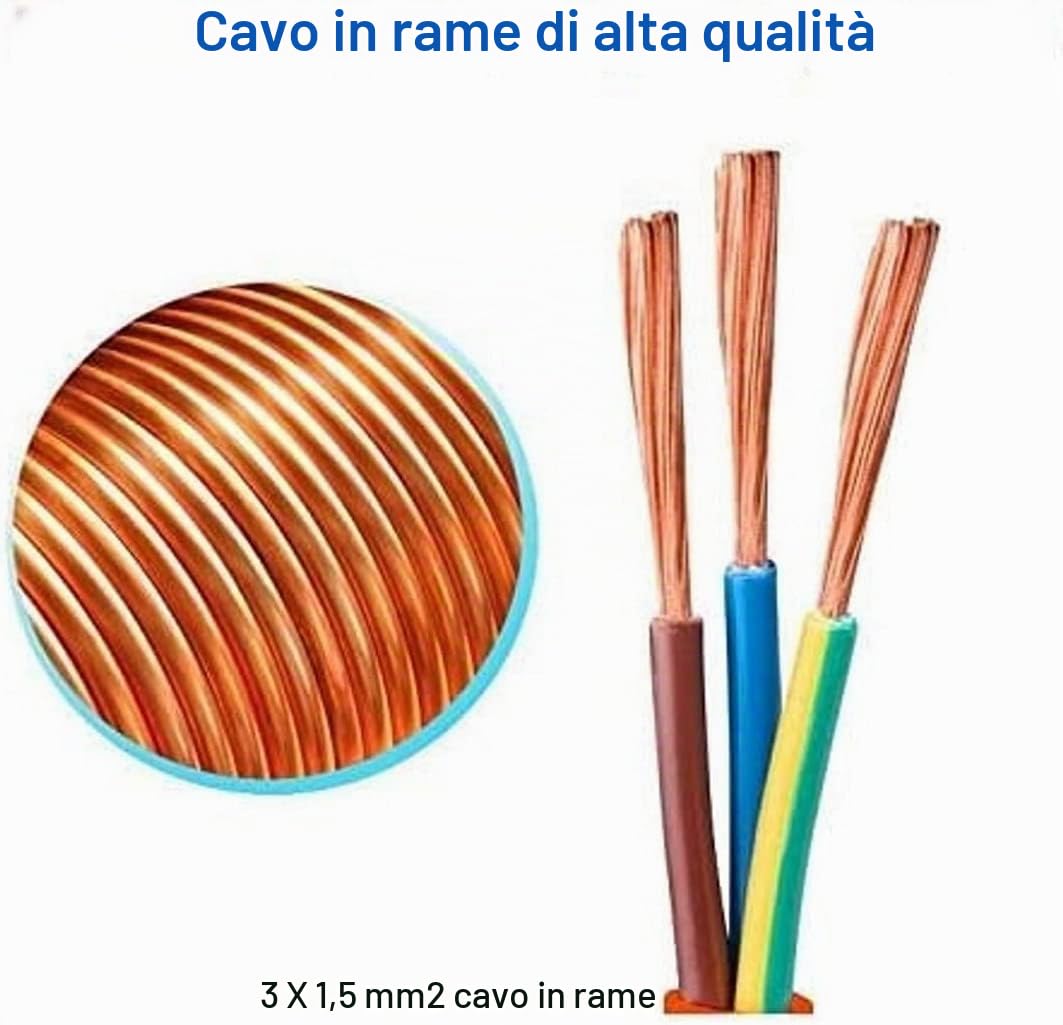 2 prolunghe di prolunga da 50 m, Schuko IP44, cavo di alimentazione da giardino V13